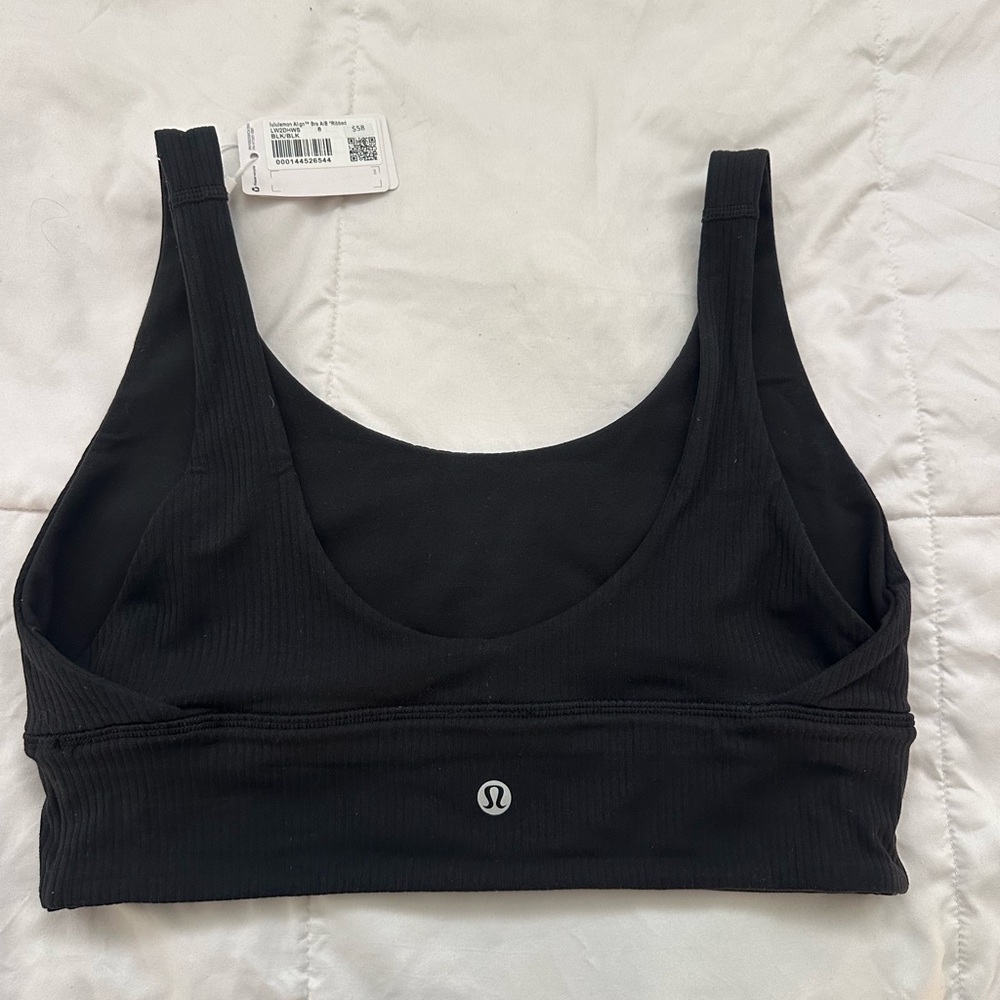 Black Ribbed Align Bra - Picture 2 of 5